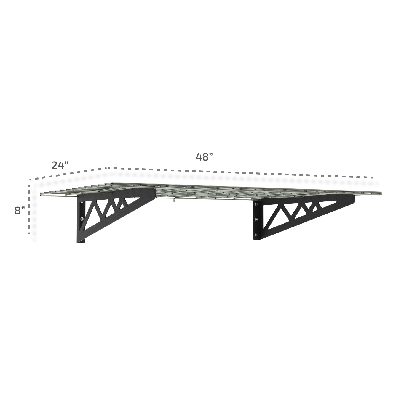 24’ x 48’ Wall Shelves (Two Pack with Hooks) - Mounted