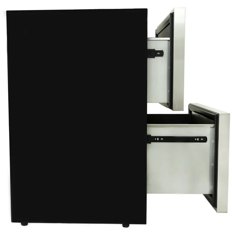 Blaze 24 Inch Built-In Double Drawer Outdoor Refrigerator with 5.1 Cu. Ft. Capacity, 154 Can Capacity - BLZ-SSRF-DBDR5.1