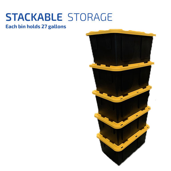 Lockable Storage Bin - 27 Gallon Set of 5