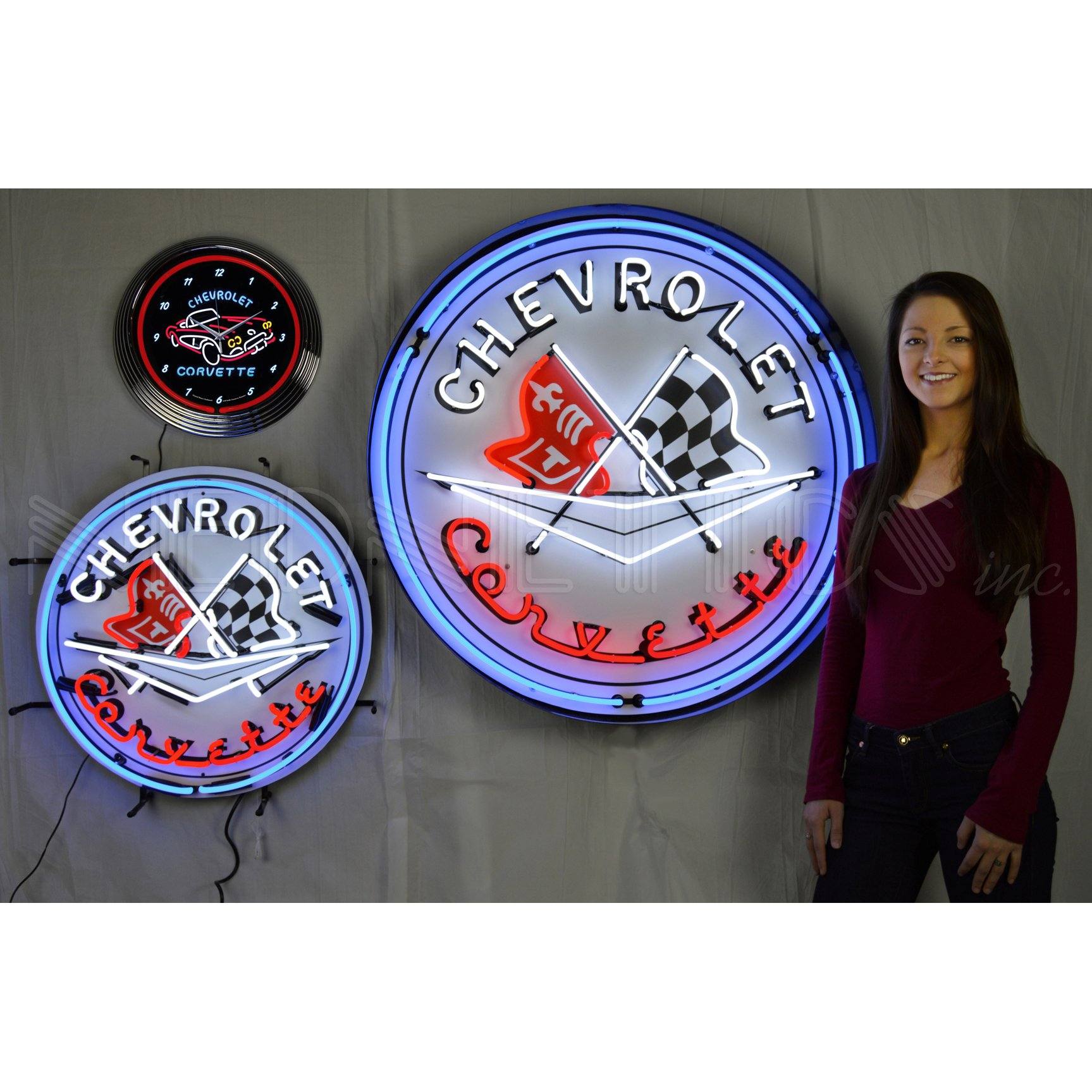 Neonetics Corvette Flags 36 Inch Neon Sign In Metal Can