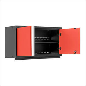 NewAge Garage Cabinets PRO Series Red 3-Piece Wall Cabinet Set with Integrated Display Shelf