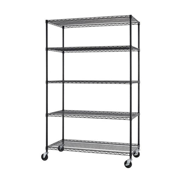 5 Tier Rolling Steel Shelving Unit Wire Shelves Garage Shelving