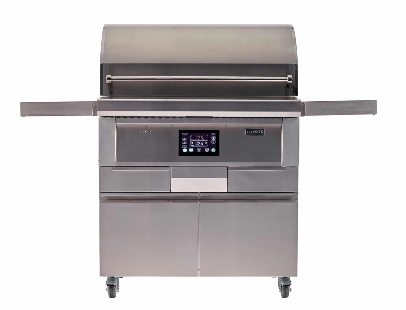 28 Inch Freestanding Pellet Grill with 800 sq. inches Grilling Surface Size, Warming Rack, Side Table, in Stainless Steel - C1P28-FS