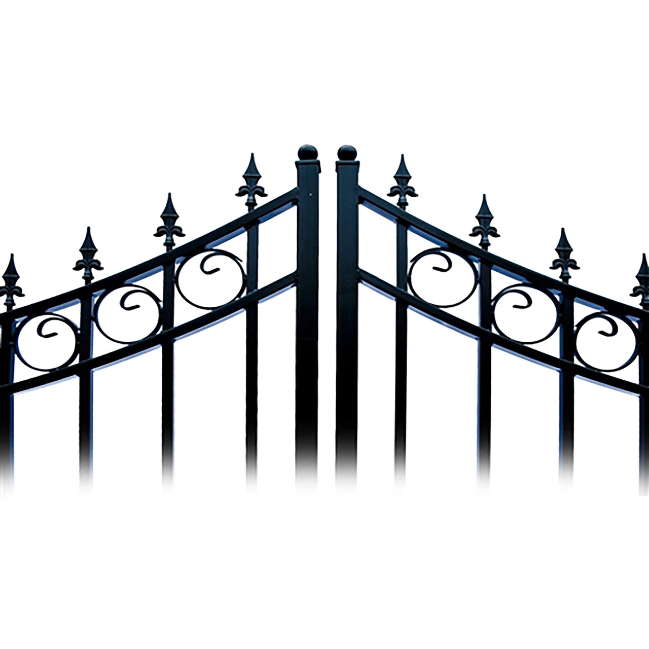 Aleko Steel Dual Swing Driveway Gate - MOSCOW Style - 14 ft with Pedestrian Gate - 5 ft