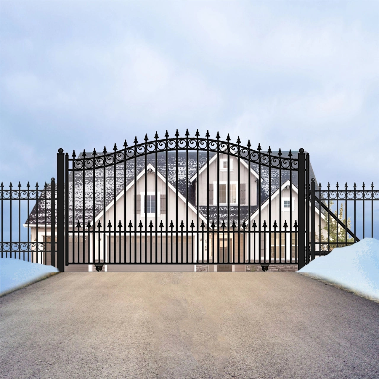 Aleko Steel Sliding Driveway Gate - PRAGUE Style - 12 x 6