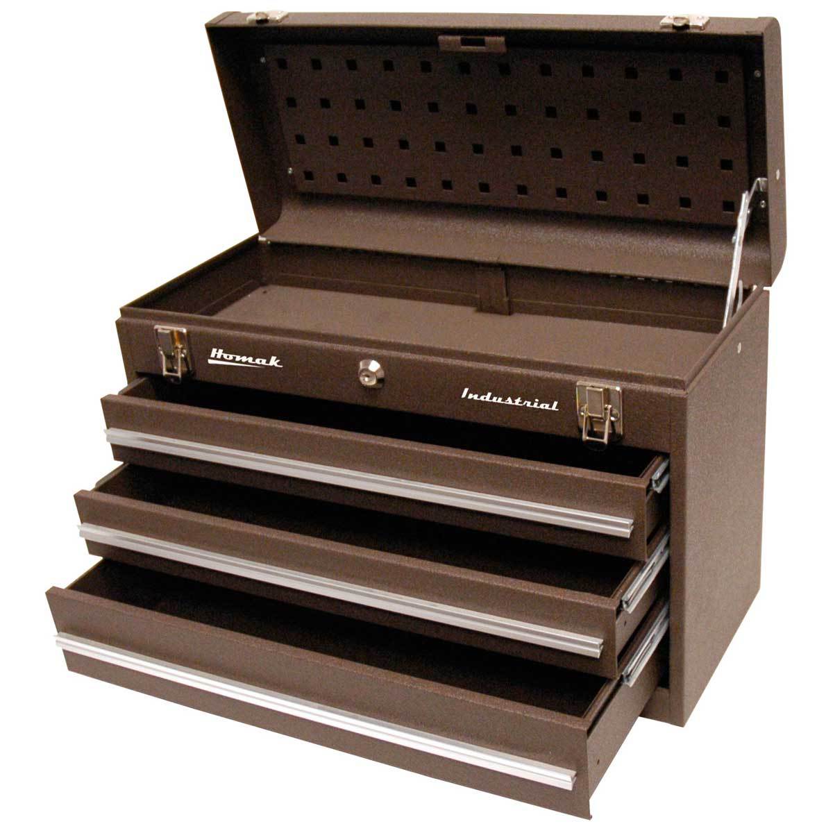 Homak 20" Industrial 3-Drawer Friction Toolbox - Brown