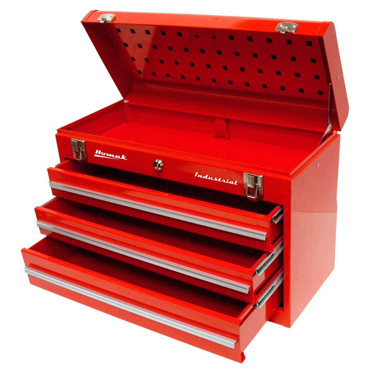 Homak 20" Industrial 3-Drawer Friction Toolbox - Red