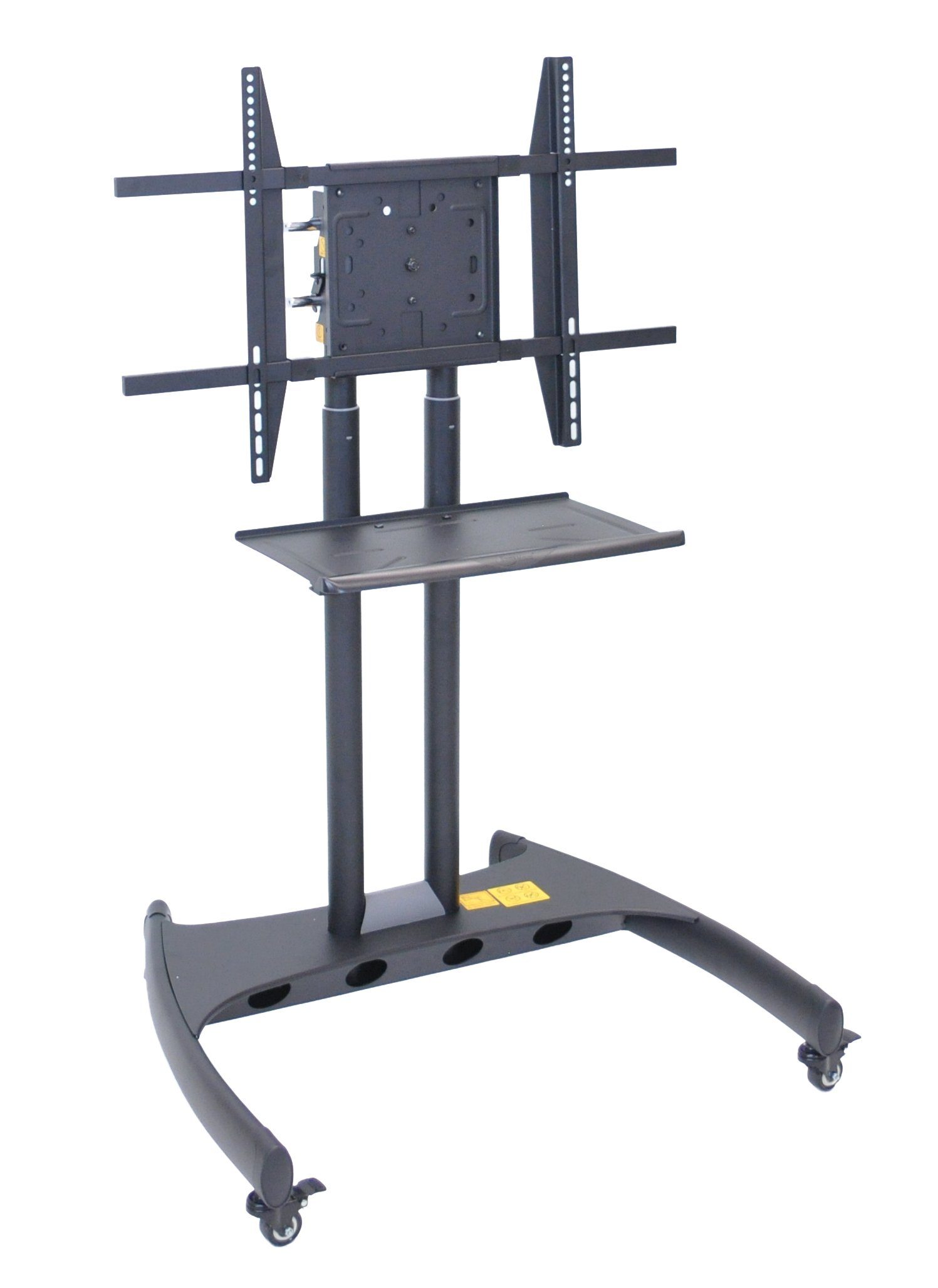 Luxor Adjustable Height Flat Panel Cart W/ Accessory Shelf And 90 Degree Rotating Mount