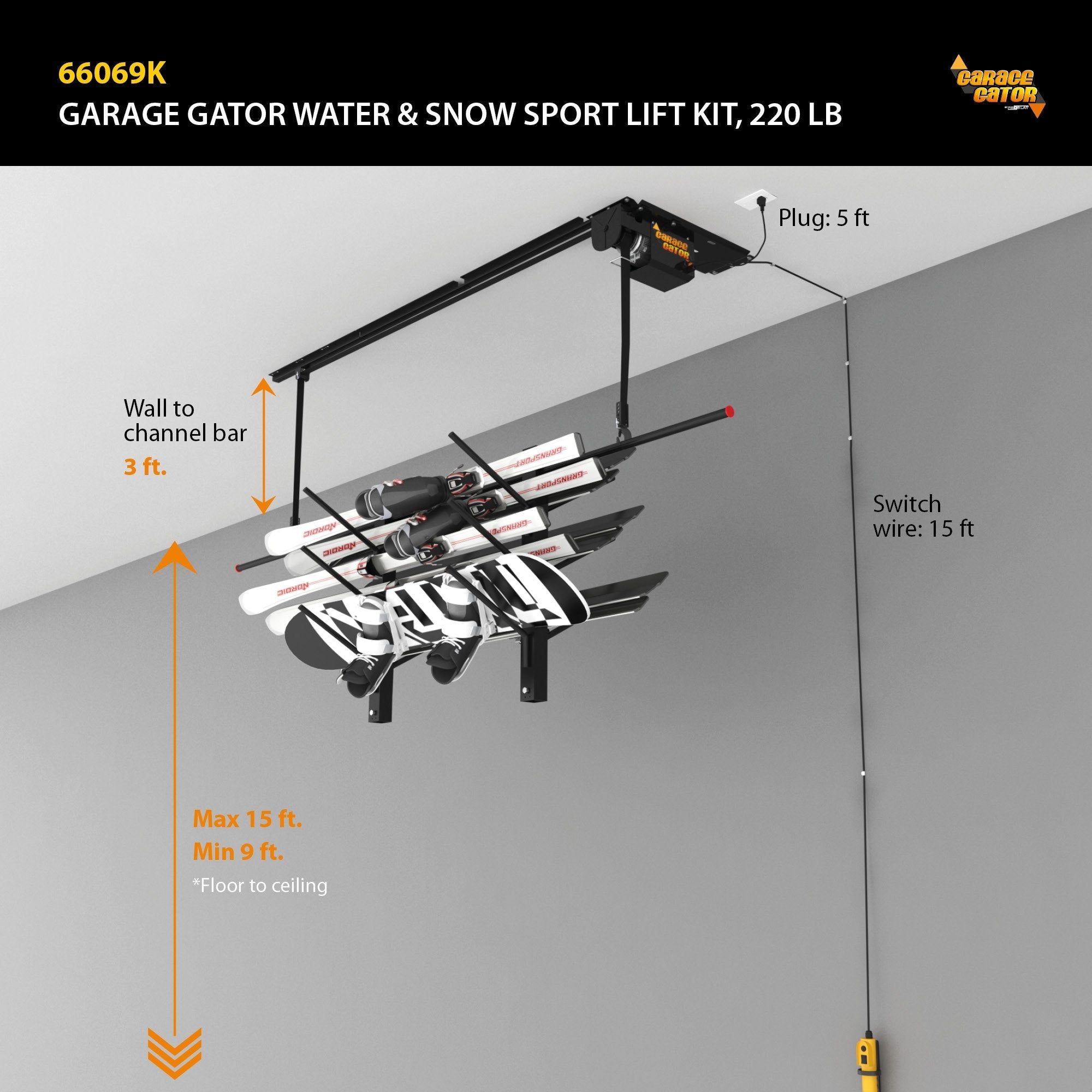 Proslat Garage Gator Water & Snow Sport 220 lb Lift Kit - 