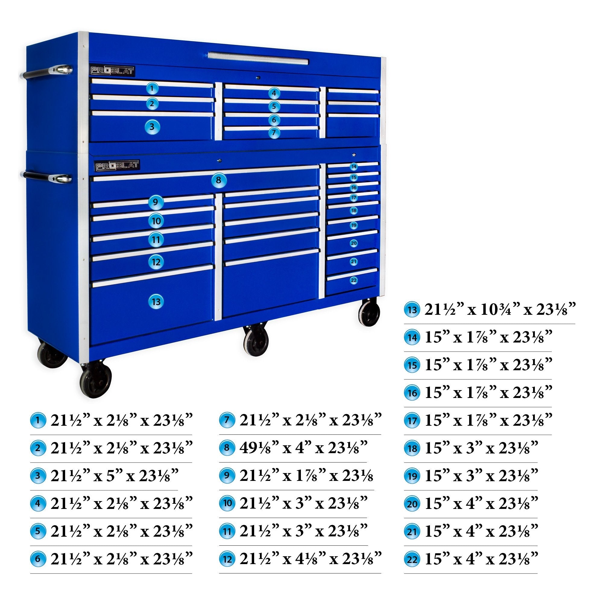 Proslat MCS 72 Rolling tool chest combo - Blue