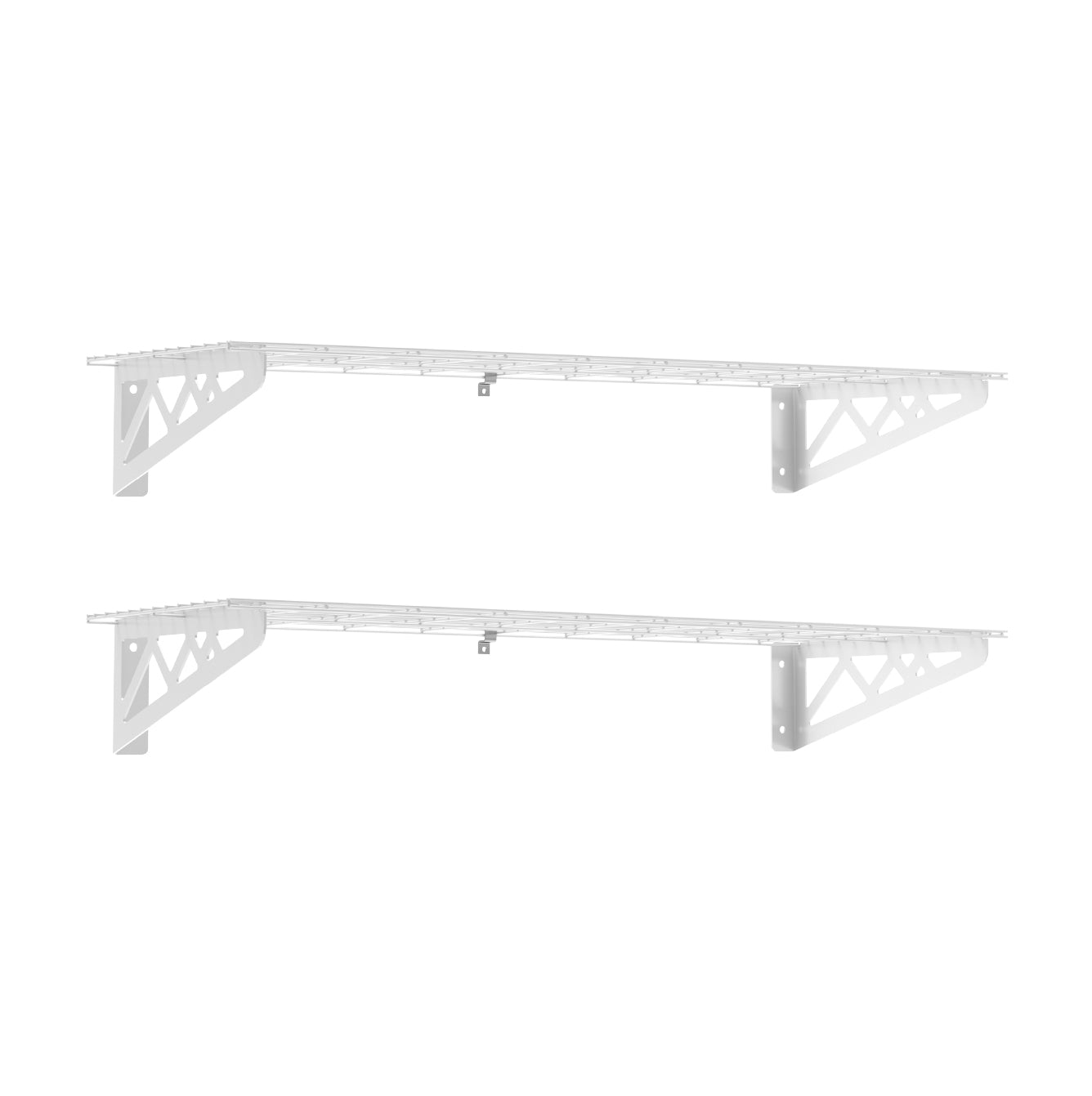 12’ x 36’ Wall Shelves (Two Pack with Hooks) - Mounted