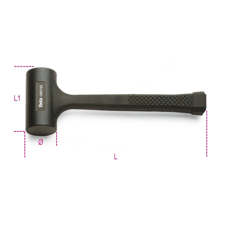Beta Tools 1391 Dead-Blow Hammer Entirely Covered with Rubber