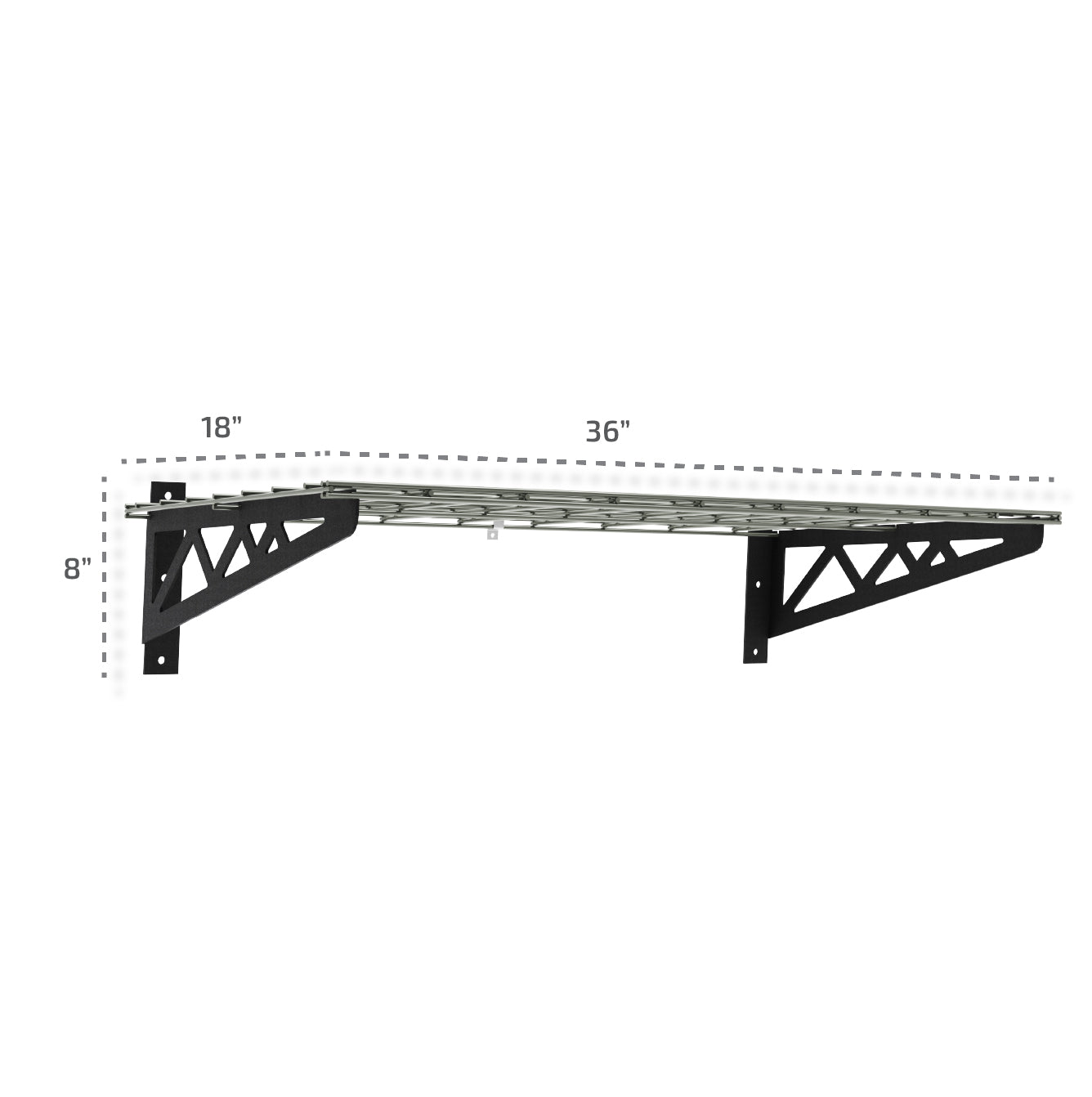 18’ x 36’ Wall Shelves (Two Pack with Hooks) - Mounted