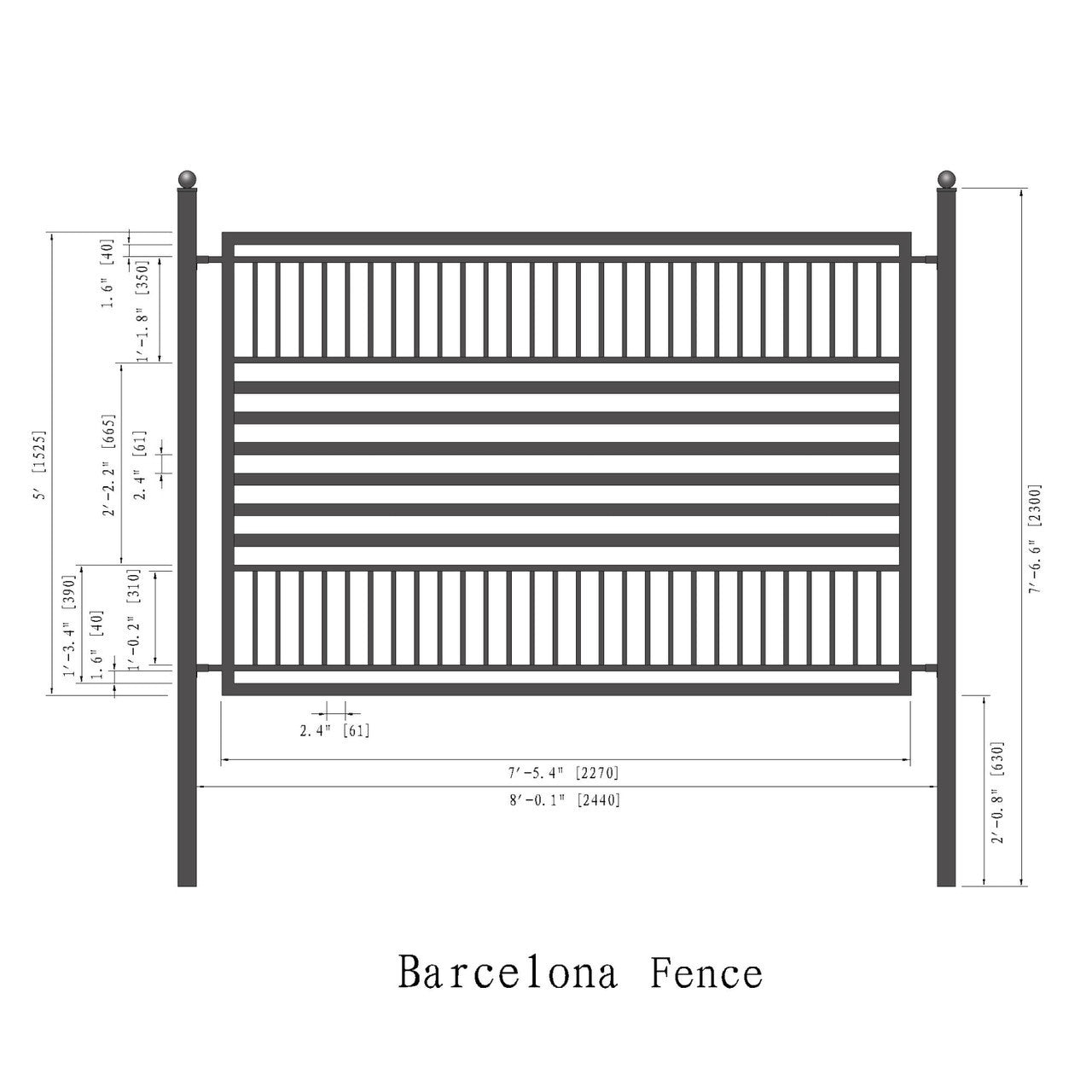 Aleko 2-Panel Fence Kit – BARCELONA Style – 8x5 ft.