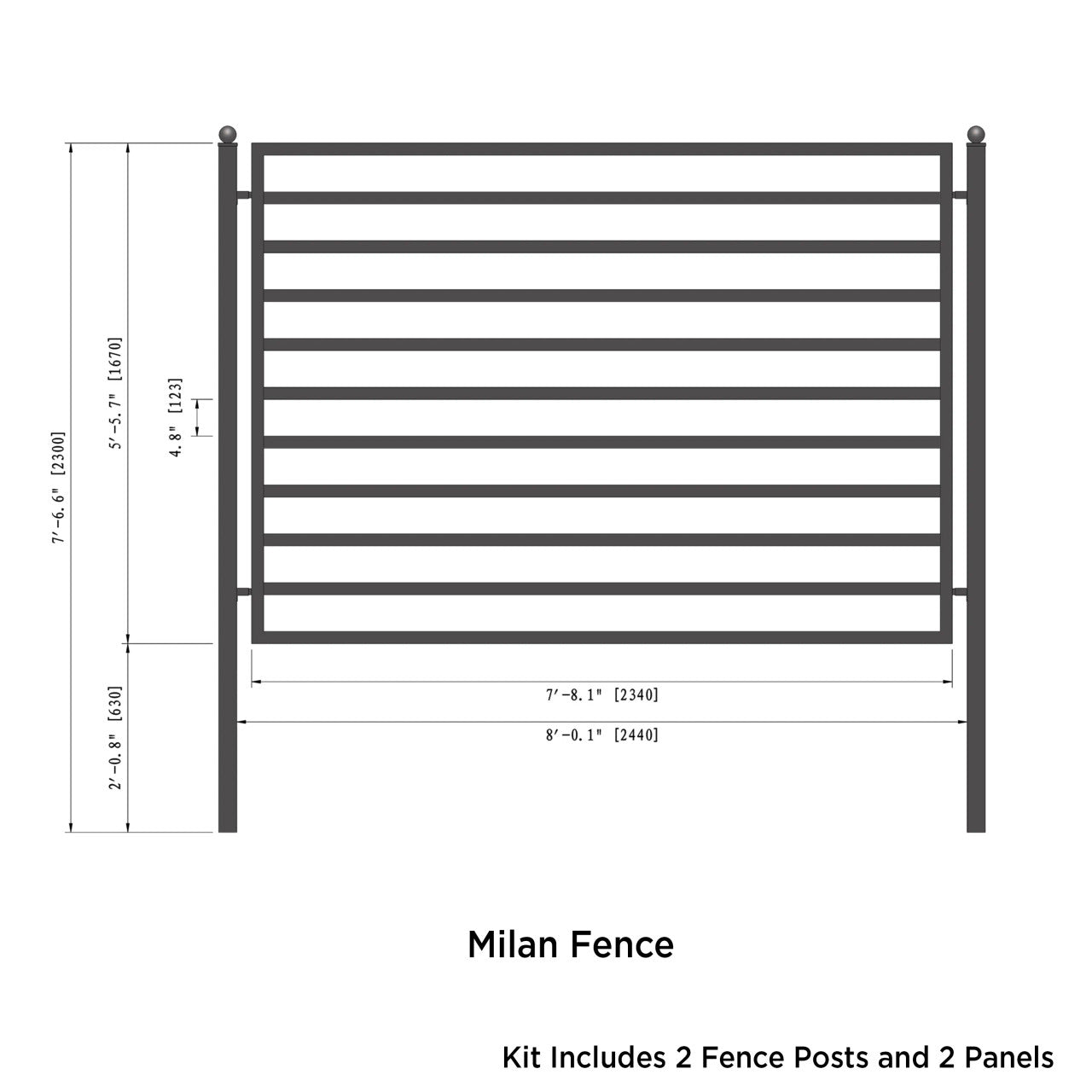 Aleko 2-Panel Fence Kit – MILAN Style – 8x5 ft. Each