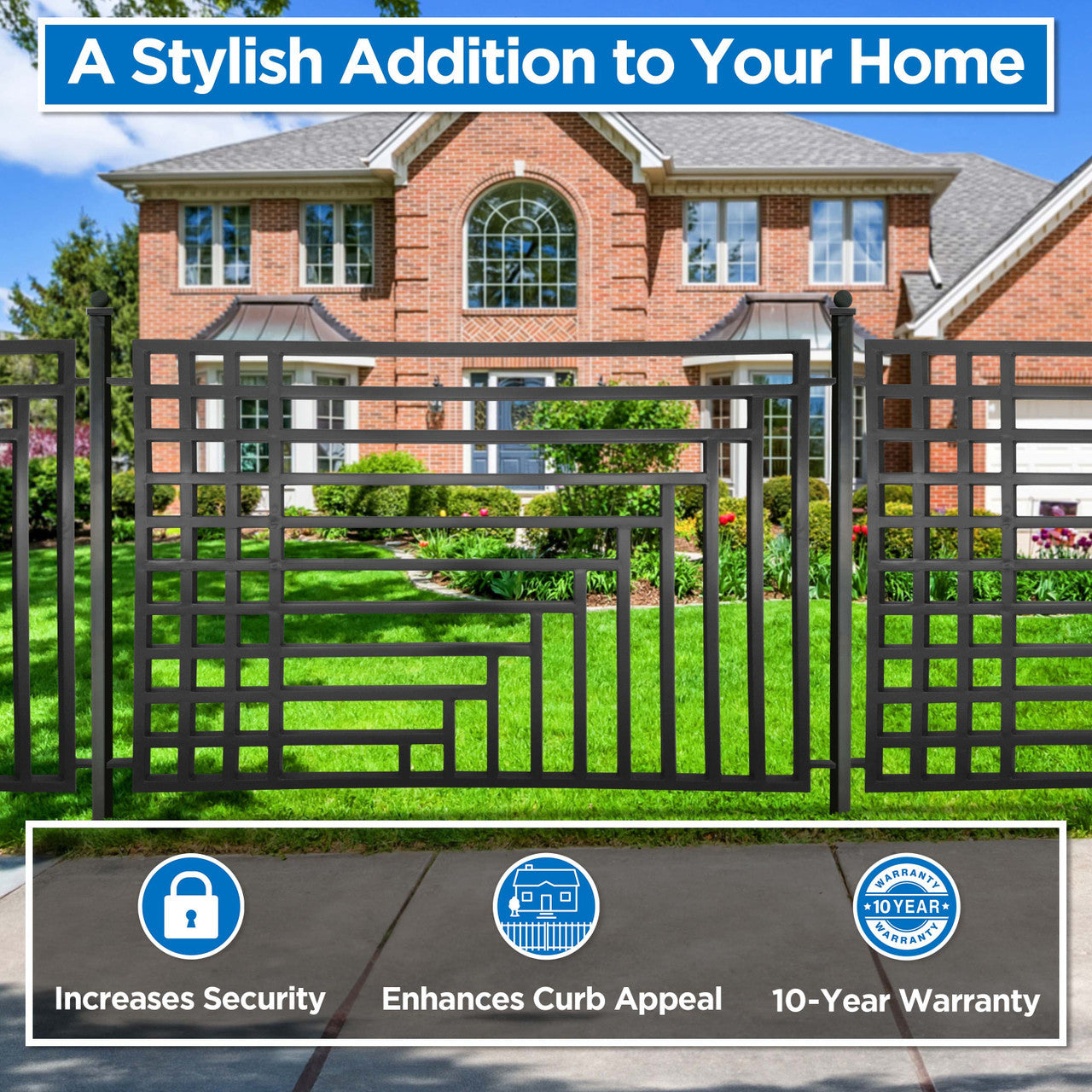 Aleko 4-Panel Fence Kit – KYIV Style – 8x5 ft.