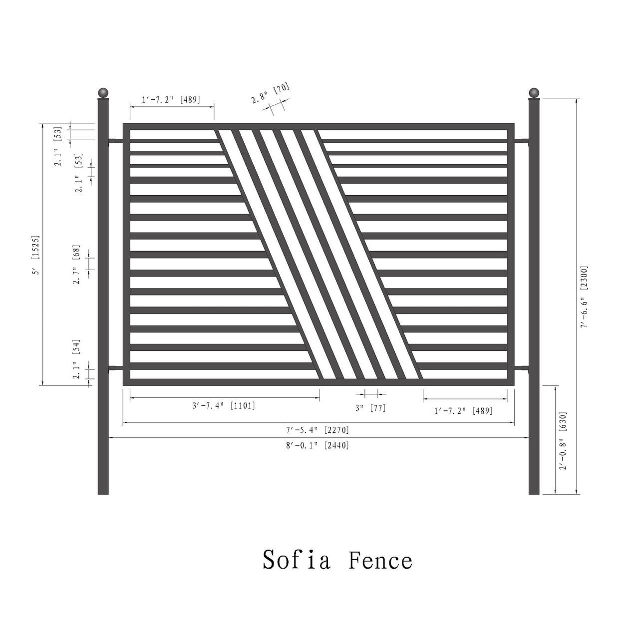 Aleko 4-Panel Fence Kit – SOFIA Style – 8x5 ft. Each