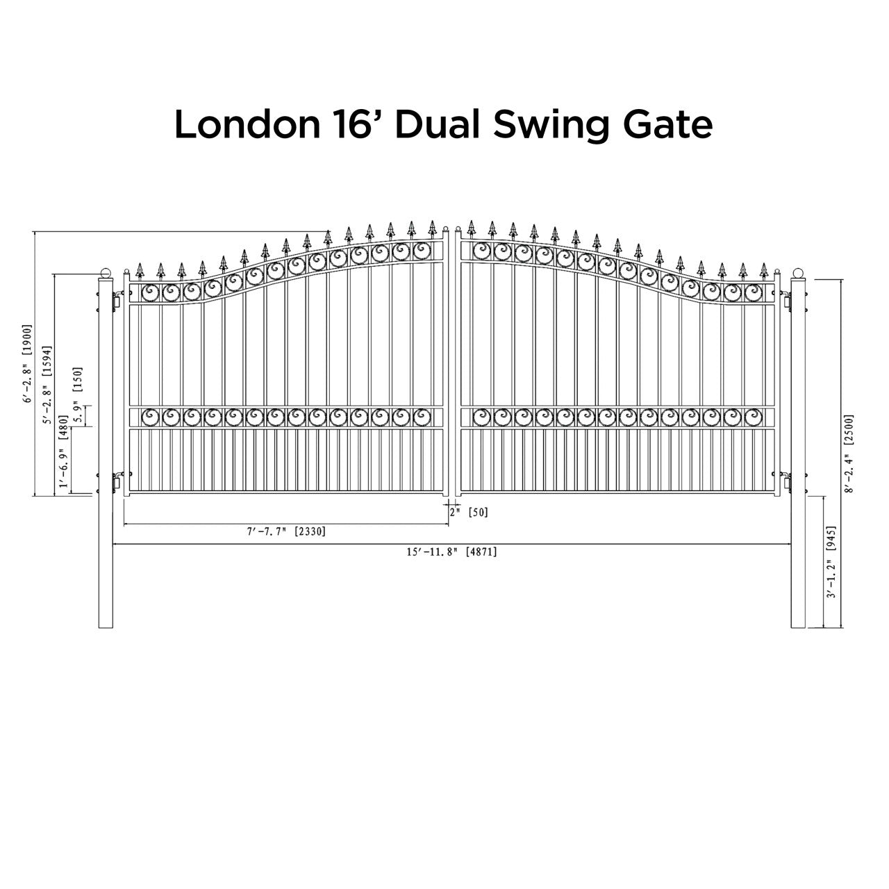 Aleko Automated Steel Dual Swing Driveway Gate and Gate