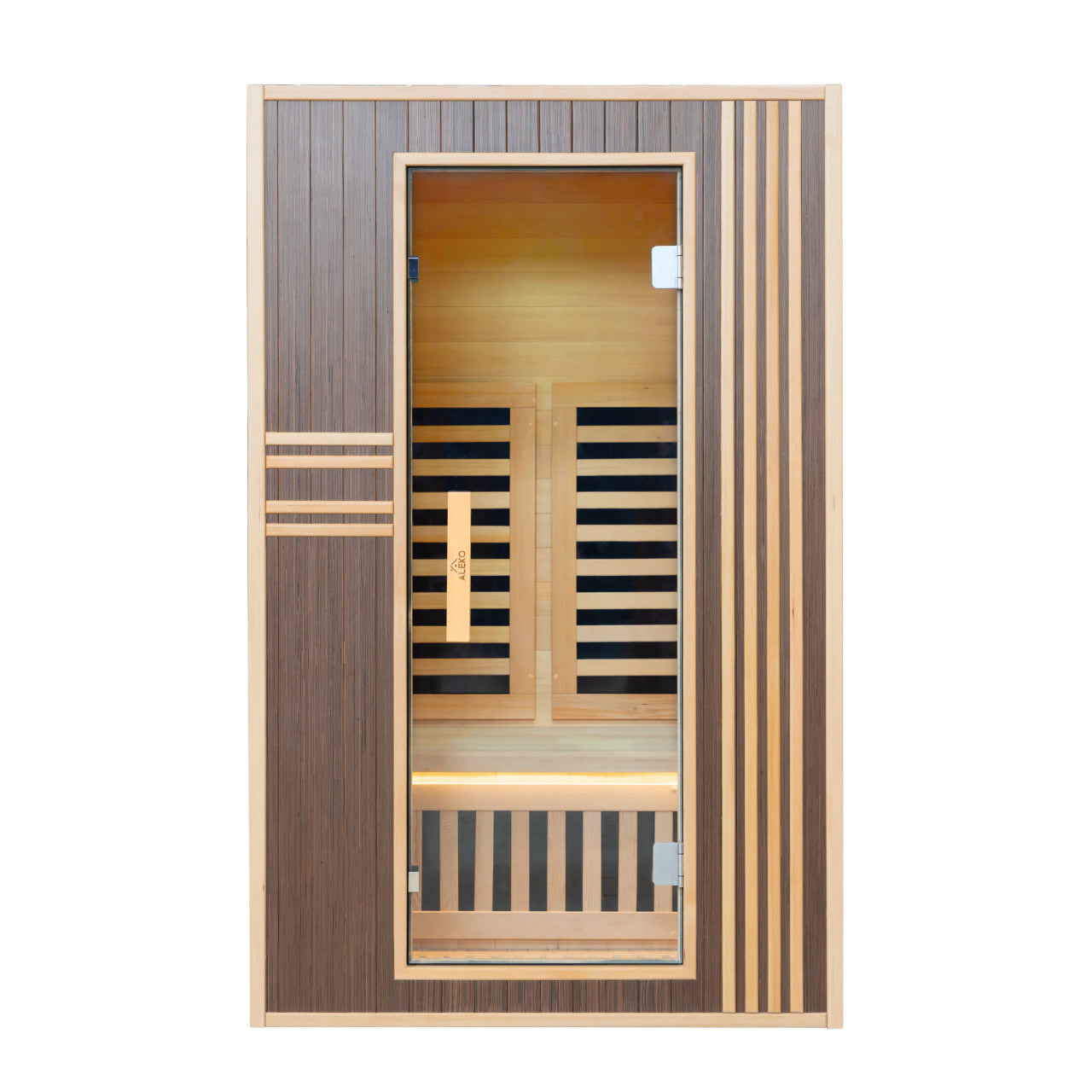 Aleko Canadian Hemlock Infrared Sauna – Brown - 1-2 Person - SIRED2WBLK-AP