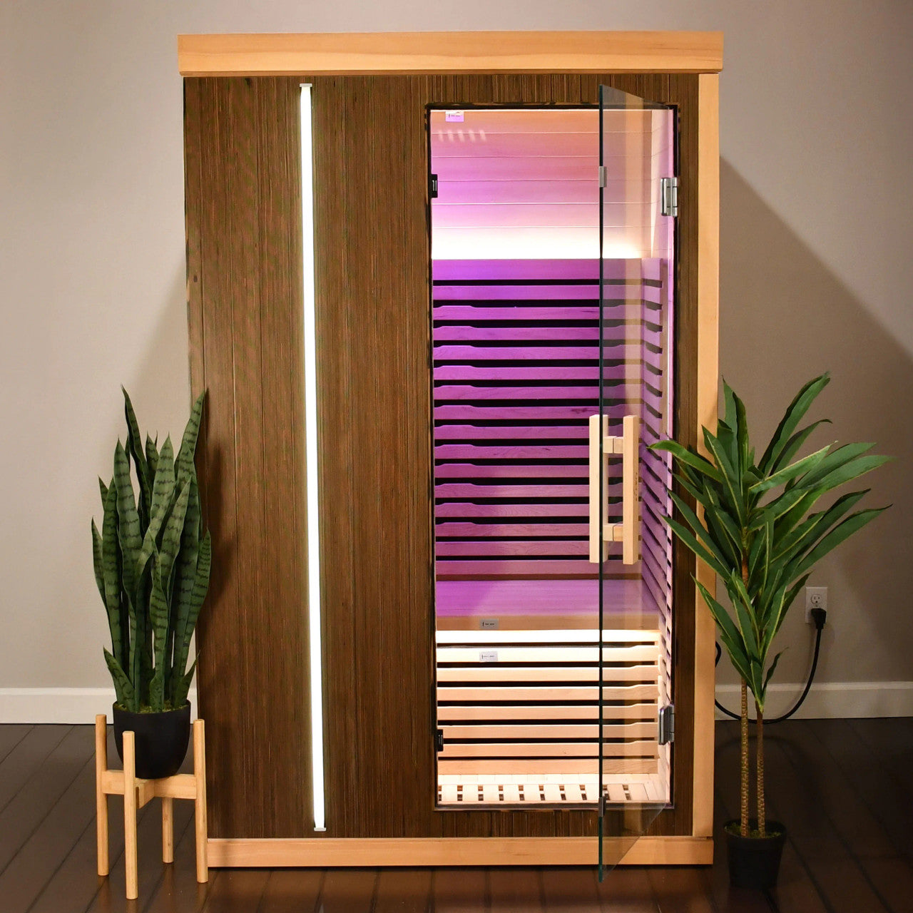 Aleko Canadian Hemlock Infrared Sauna – Walnut Finish - 1-2 Person - SIRED2BLK-AP