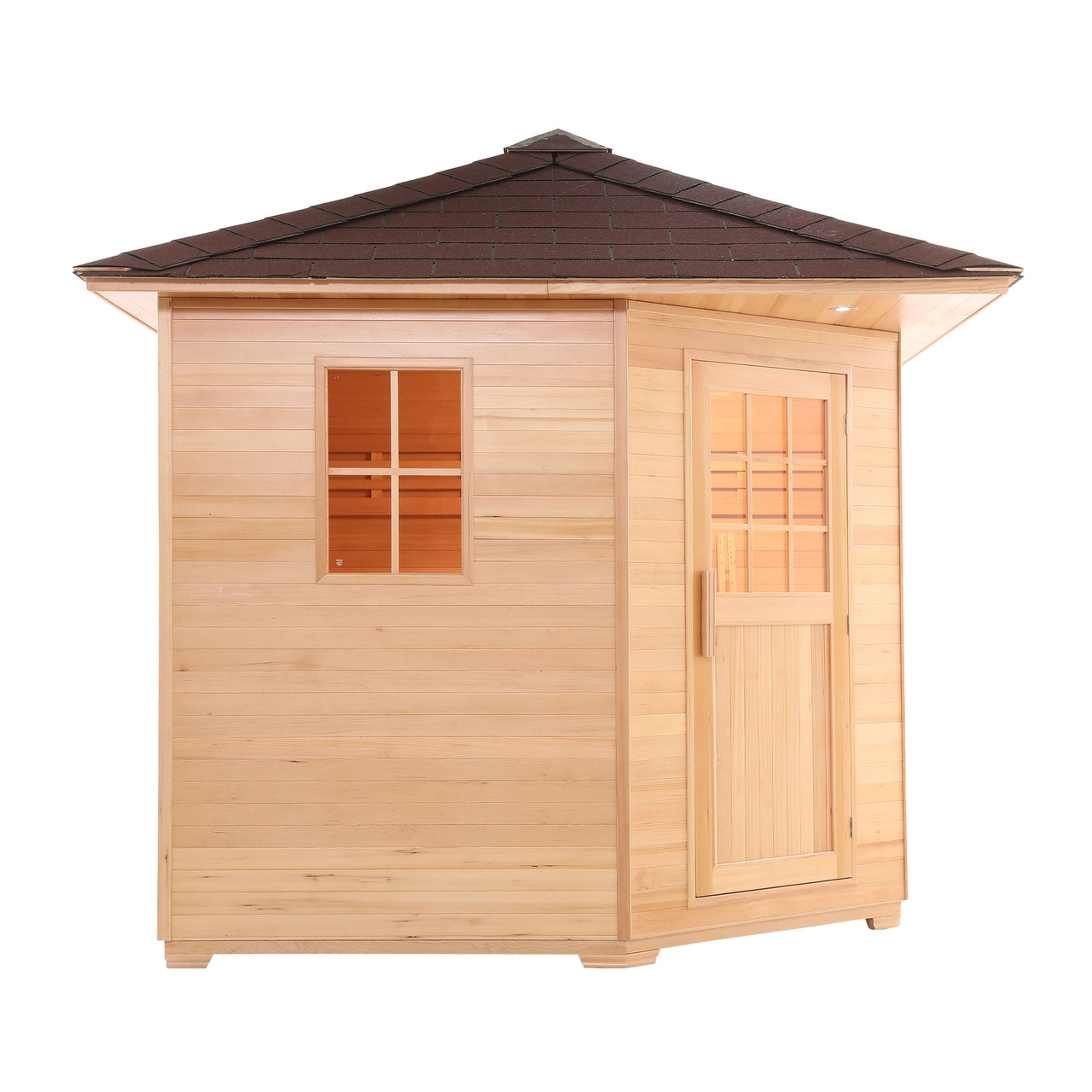 Aleko Canadian Hemlock Wet Dry Outdoor Sauna with Asphalt