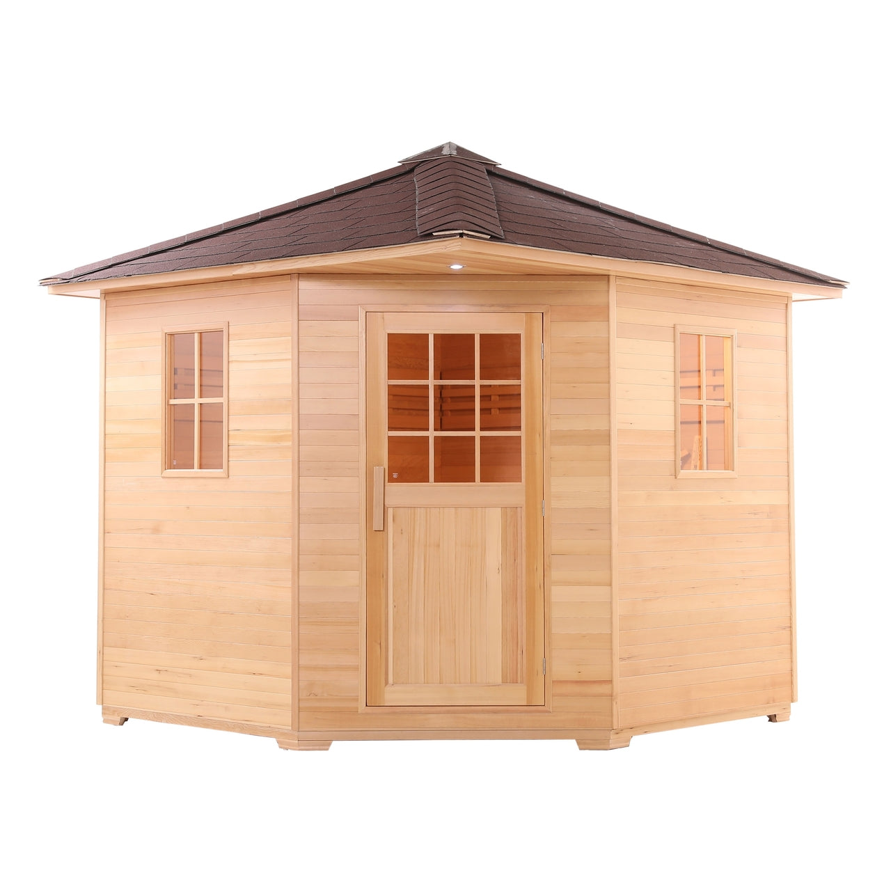 Aleko Canadian Hemlock Wet Dry Outdoor Sauna with Asphalt Roof - 6 kW ETL Certified Heater - 5 Person