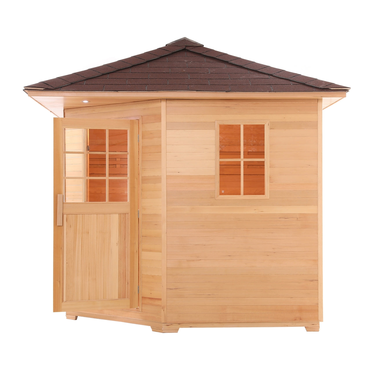 Aleko Canadian Hemlock Wet Dry Outdoor Sauna with Asphalt