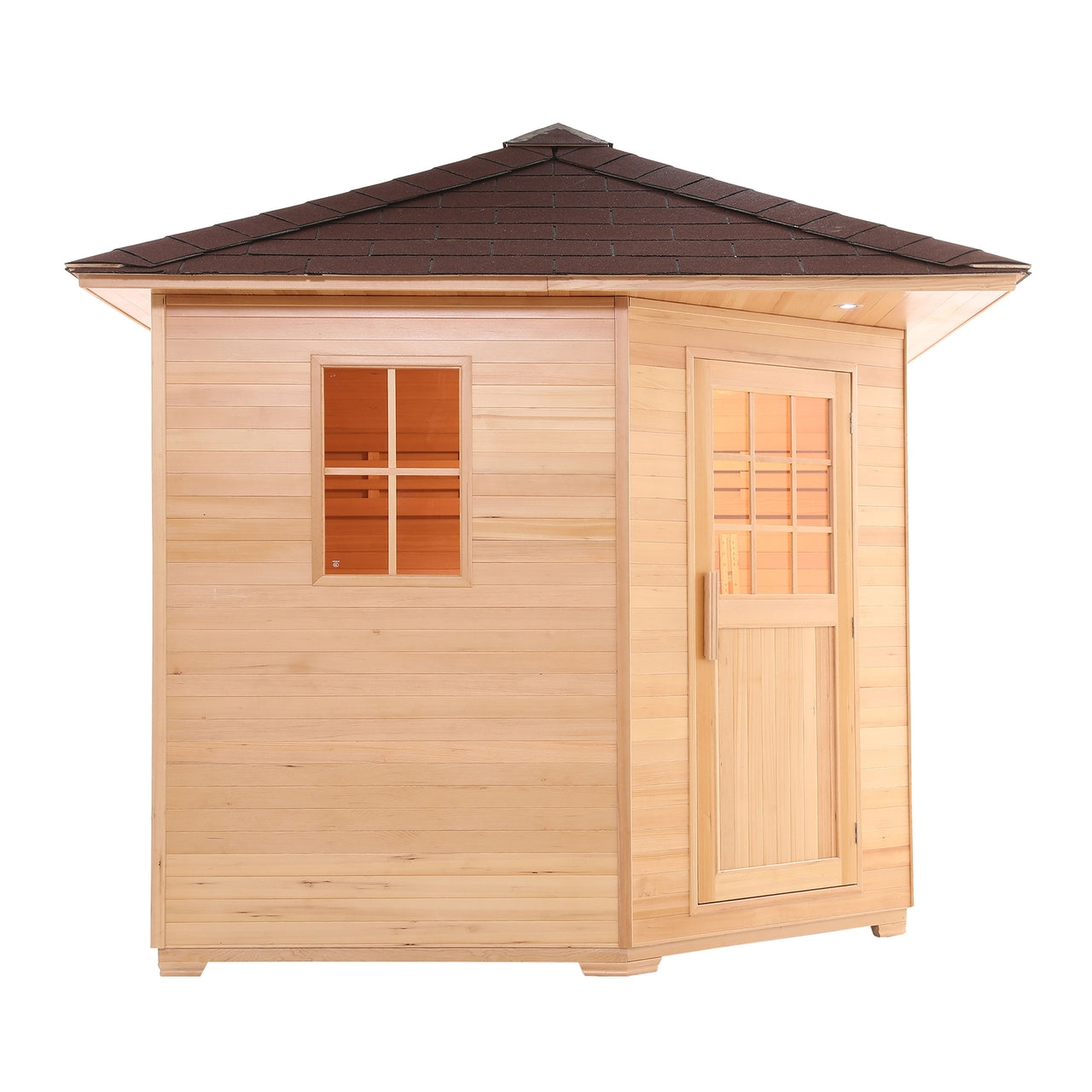 Aleko Canadian Hemlock Wet Dry Outdoor Sauna with Asphalt Roof - 9 kW ETL Certified Heater - 8 Person