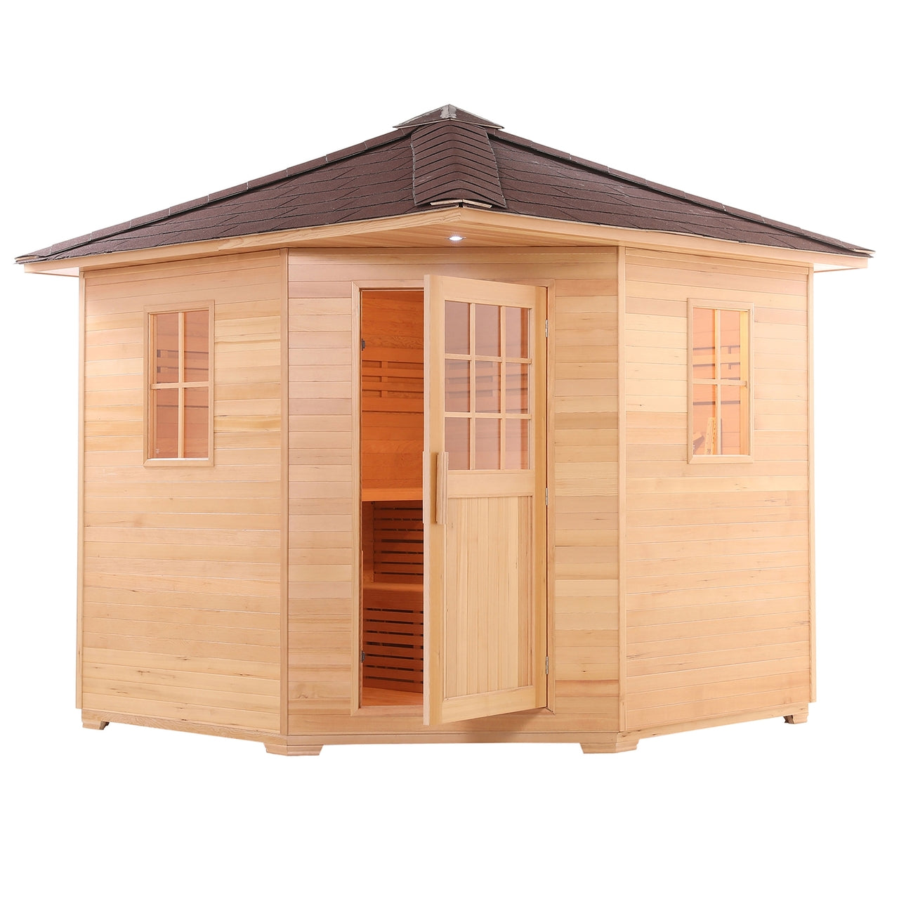 Aleko Canadian Hemlock Wet Dry Outdoor Sauna with Asphalt