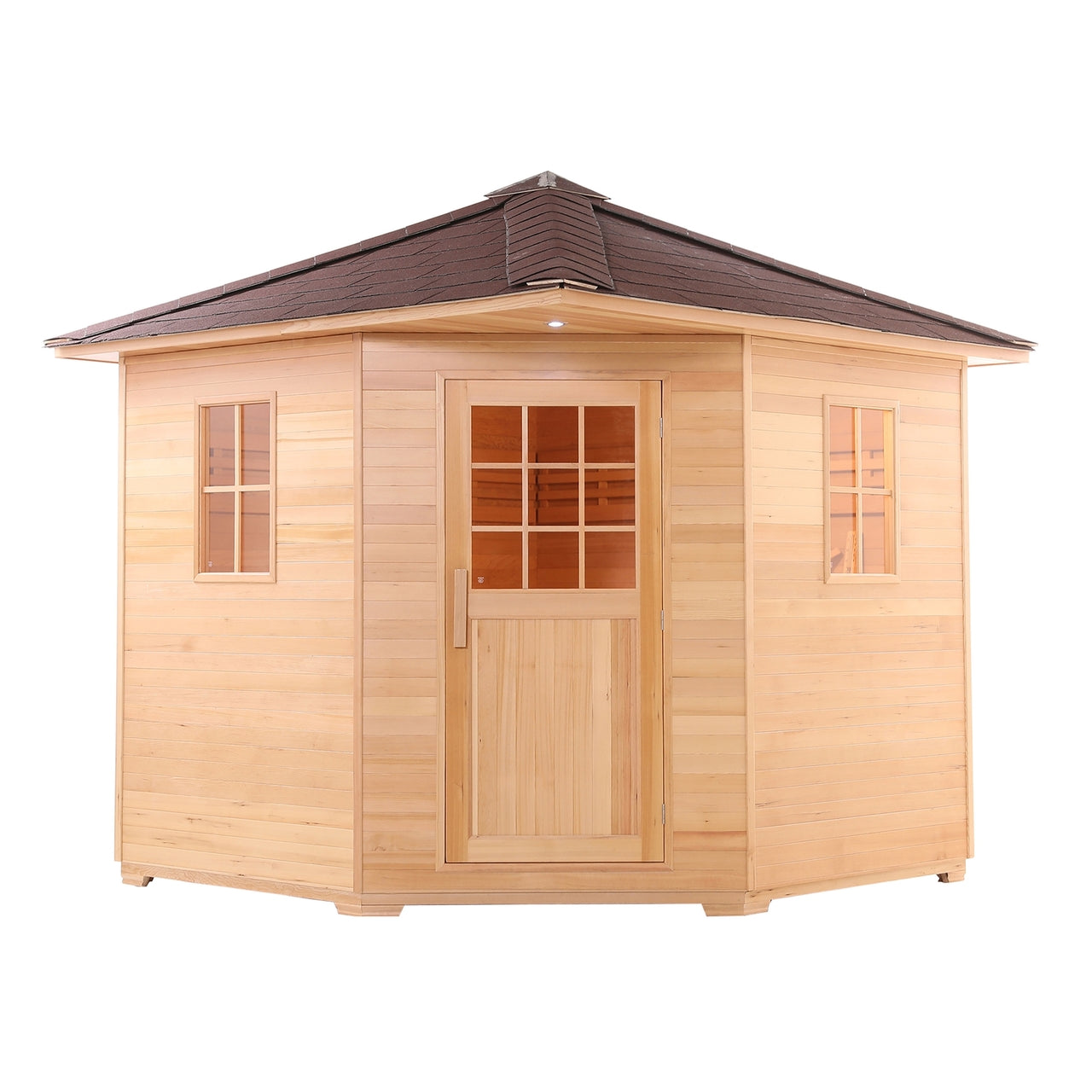 Aleko Canadian Hemlock Wet Dry Outdoor Sauna with Asphalt