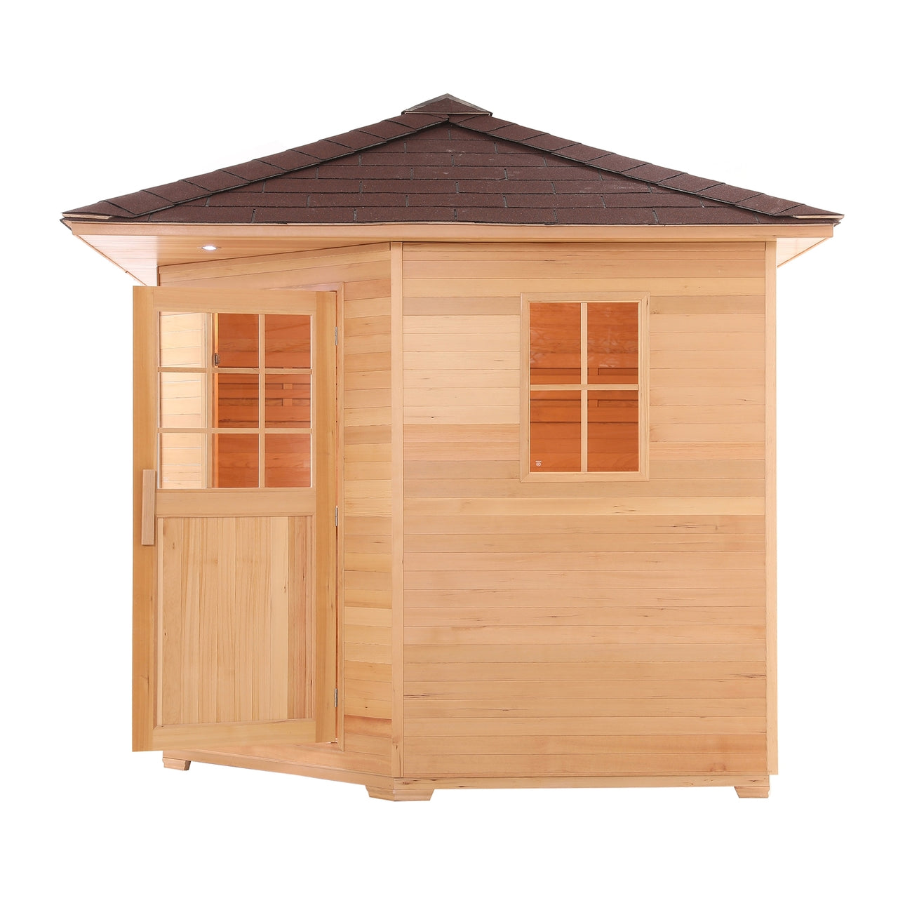 Aleko Canadian Hemlock Wet Dry Outdoor Sauna with Asphalt
