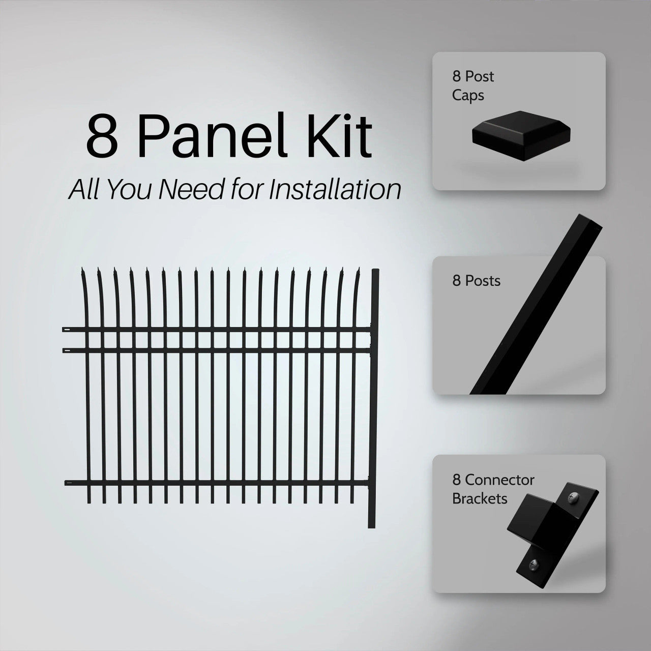 Aleko Commercial Grade 8-Panel Steel Fence Kit – Athens –