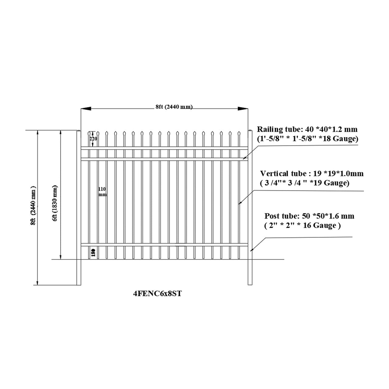 Aleko Commercial Grade 8-Panel Steel Fence Kit – Brussels –