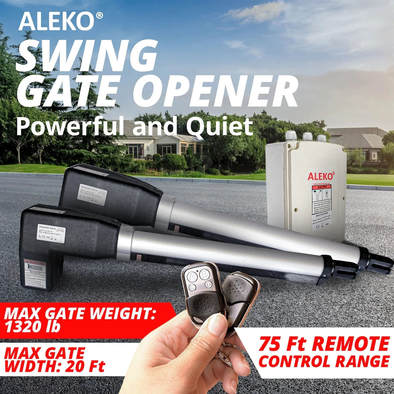 Aleko Dual Swing Gate Operator - AS1200 AC/DC - Basic Kit