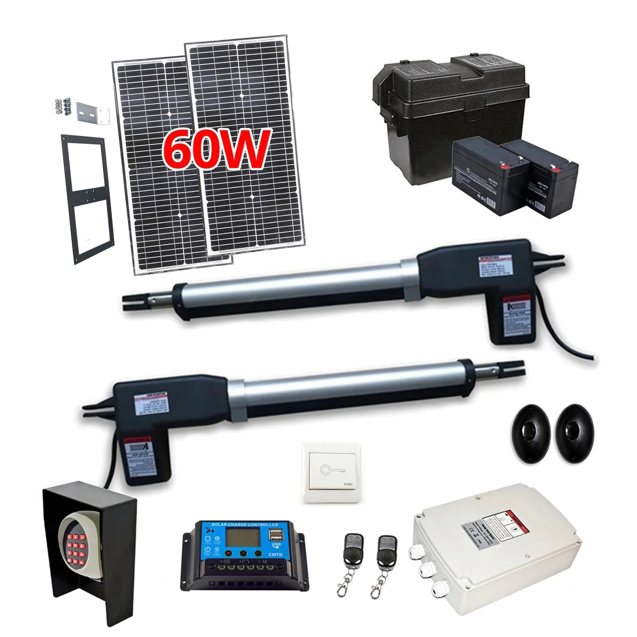 Aleko Dual Swing Gate Operator - AS1200 AC/DC - Solar Kit 60W