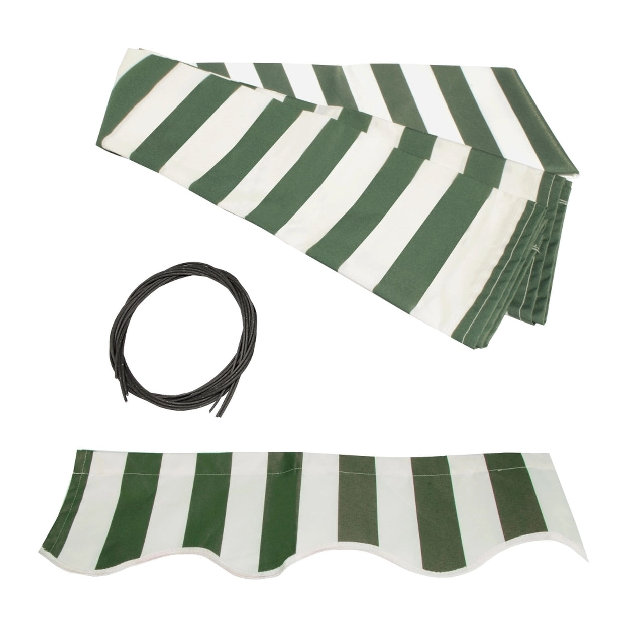 Aleko Half Cassette Motorized Retractable LED Luxury Patio Awning - 10 x 8 Feet - Green and White Stripes