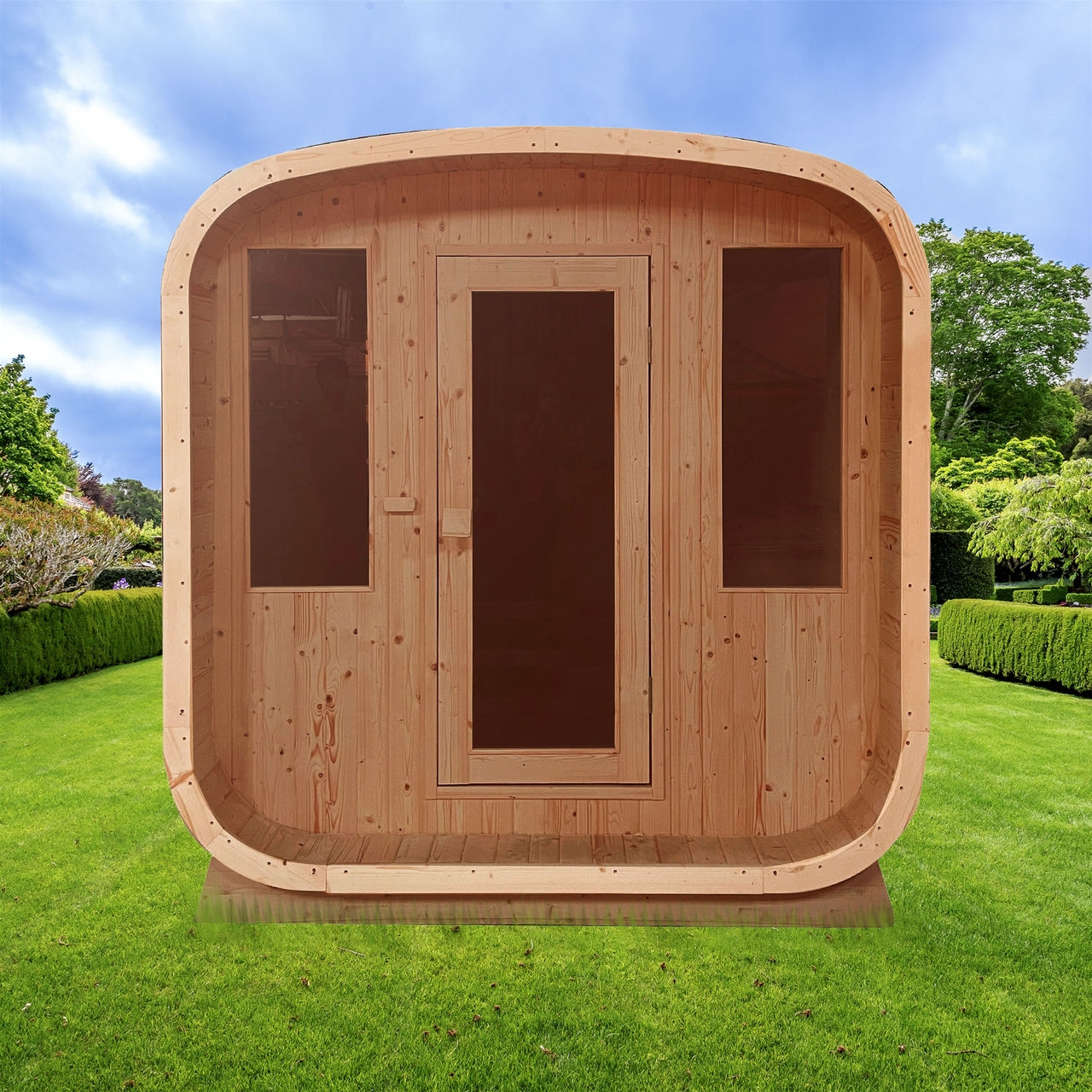 Aleko Outdoor Arnica Rustic Cedar Square Sauna – 4 Person