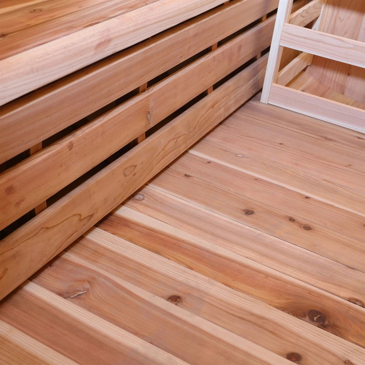 Aleko Outdoor Rustic Cedar Barrel Steam Sauna - Front Porch