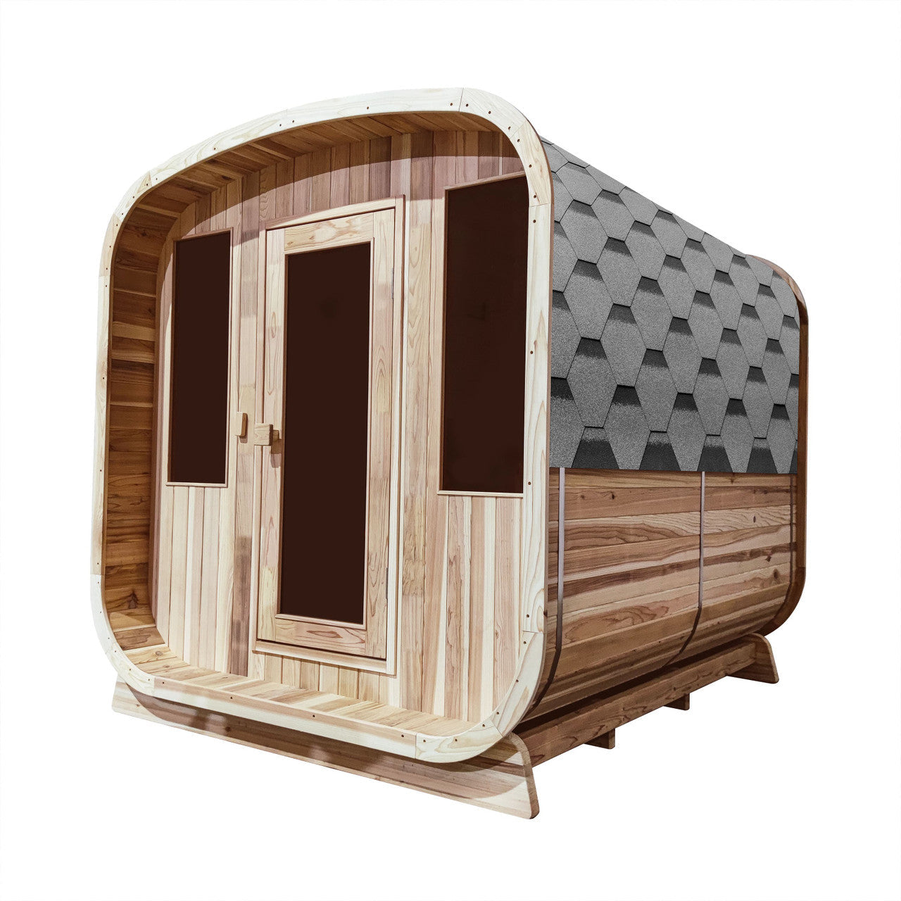 Aleko Outdoor Rustic Cedar Square Sauna – 6 Person – 6