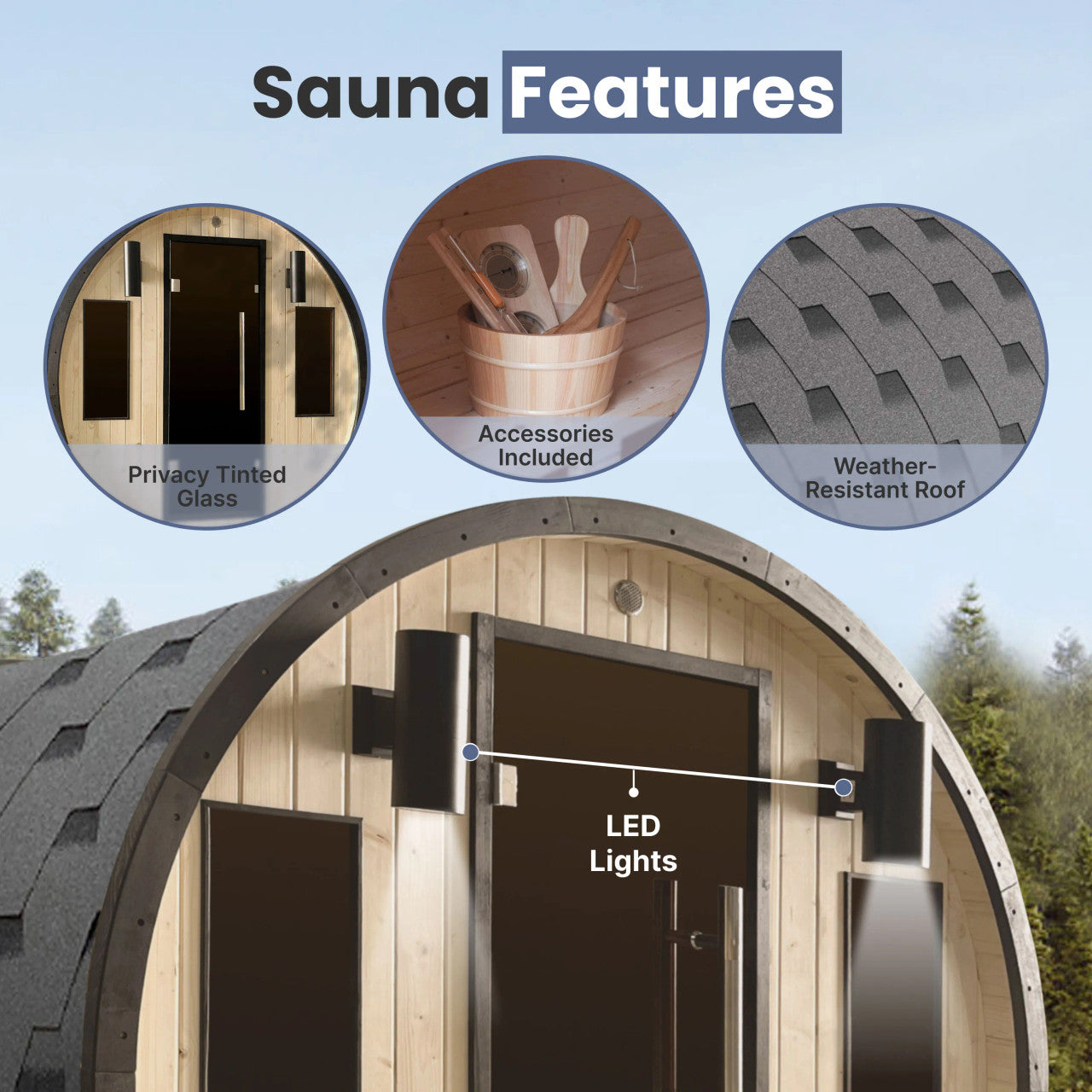 Aleko Outdoor White Finland Pine Traditional Barrel Sauna