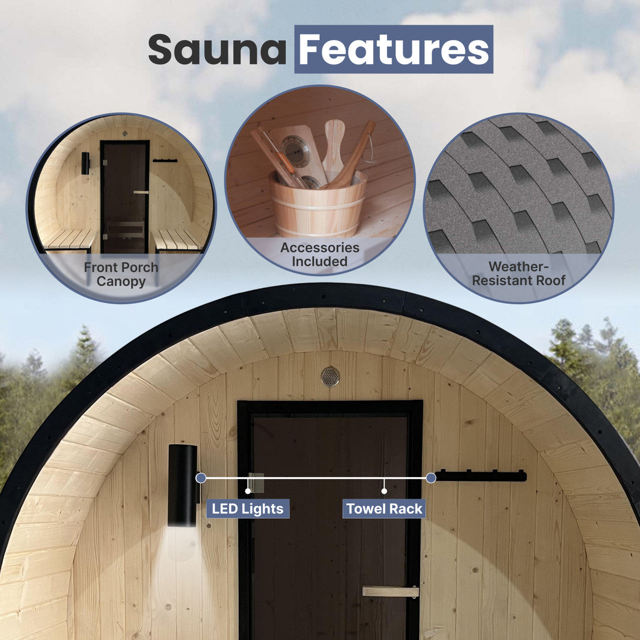 Aleko Outdoor White Finland Pine Traditional Barrel Sauna