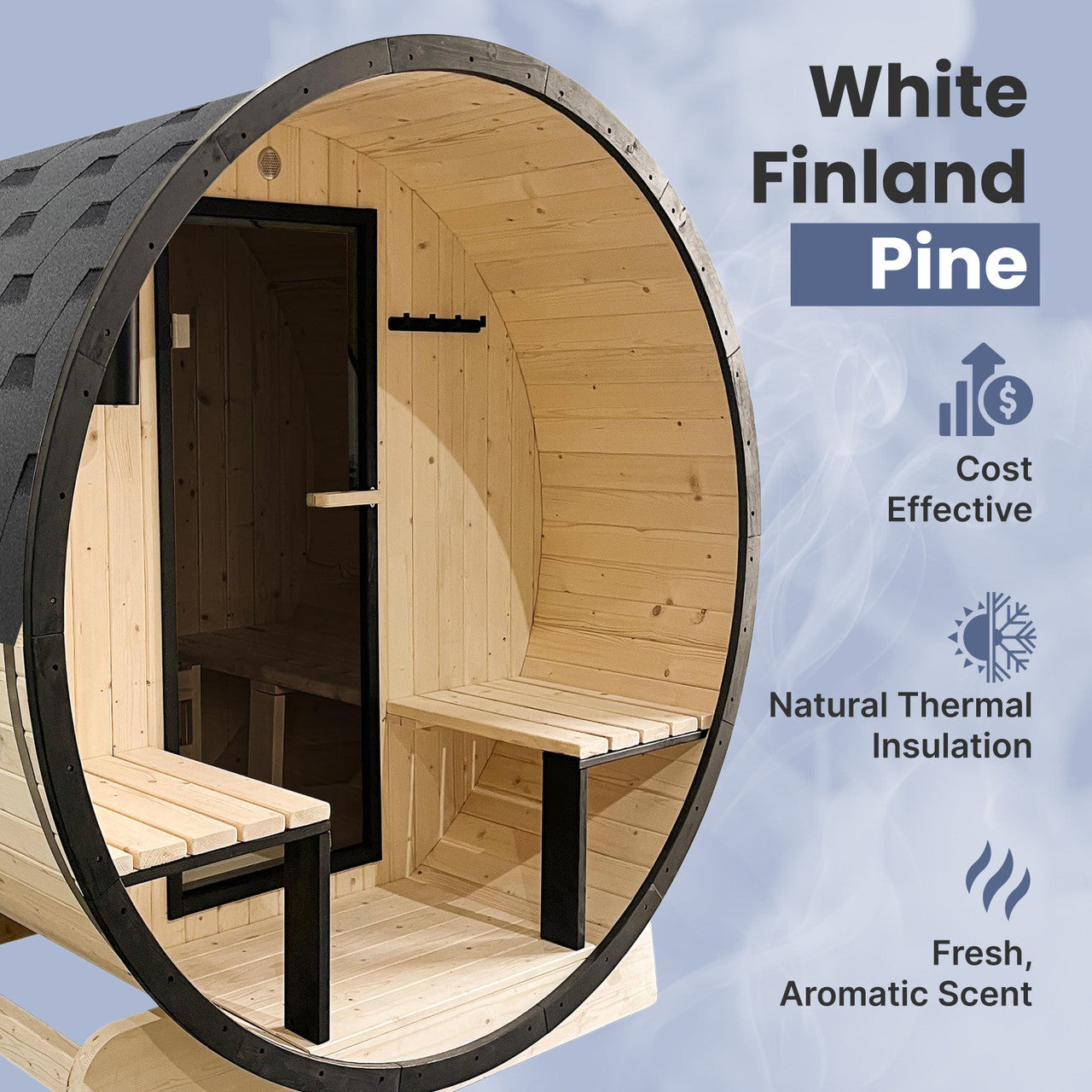 Aleko Outdoor White Finland Pine Traditional Barrel Sauna