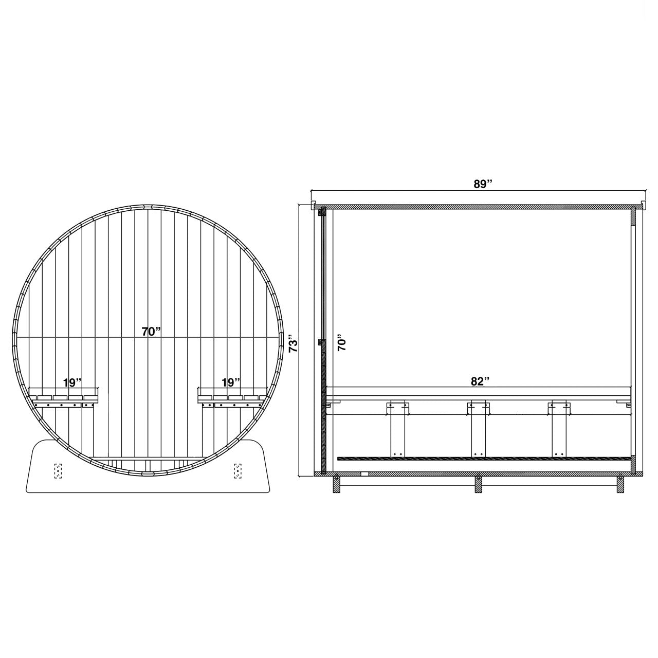 Aleko Red Cedar Barrel Sauna with Panoramic Window - 8 kW