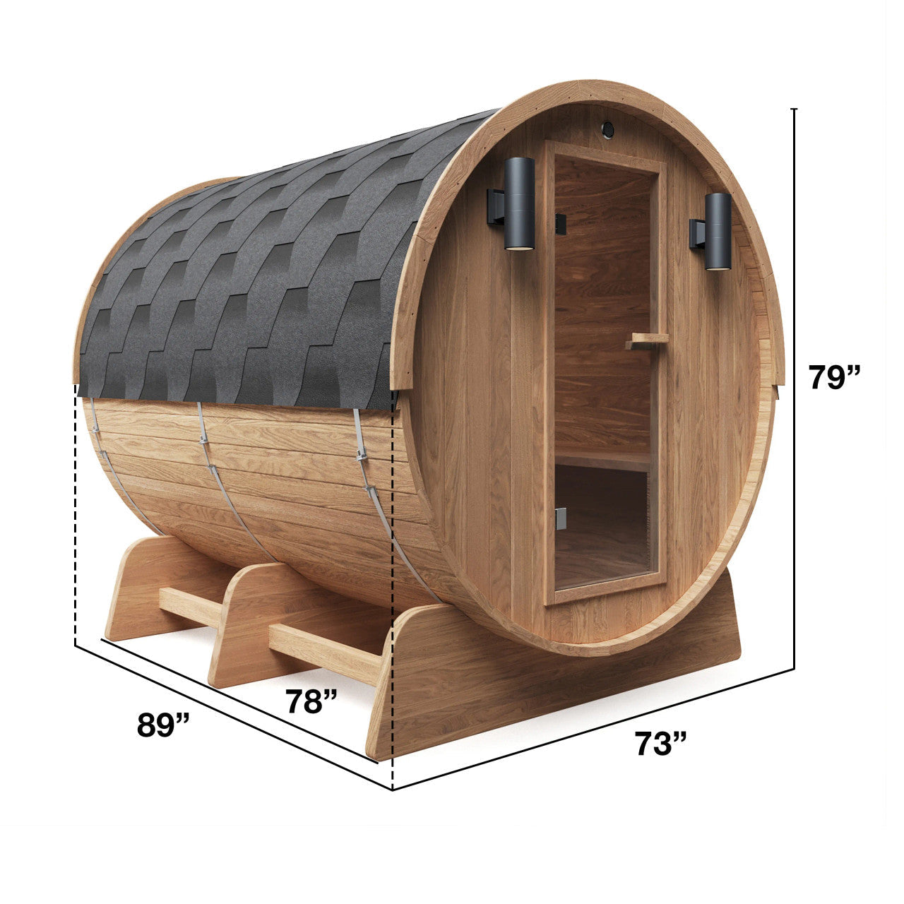 Aleko Red Cedar Barrel Sauna with Panoramic Window - 8 kW UL Certified KIP Harvia Heater - 6-8 Person