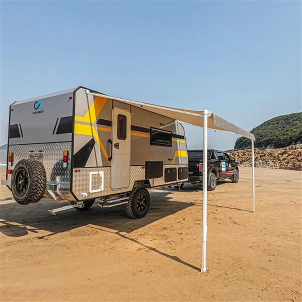 Aleko Retractable RV/Patio Awning - 10 x 8 Feet - Grey