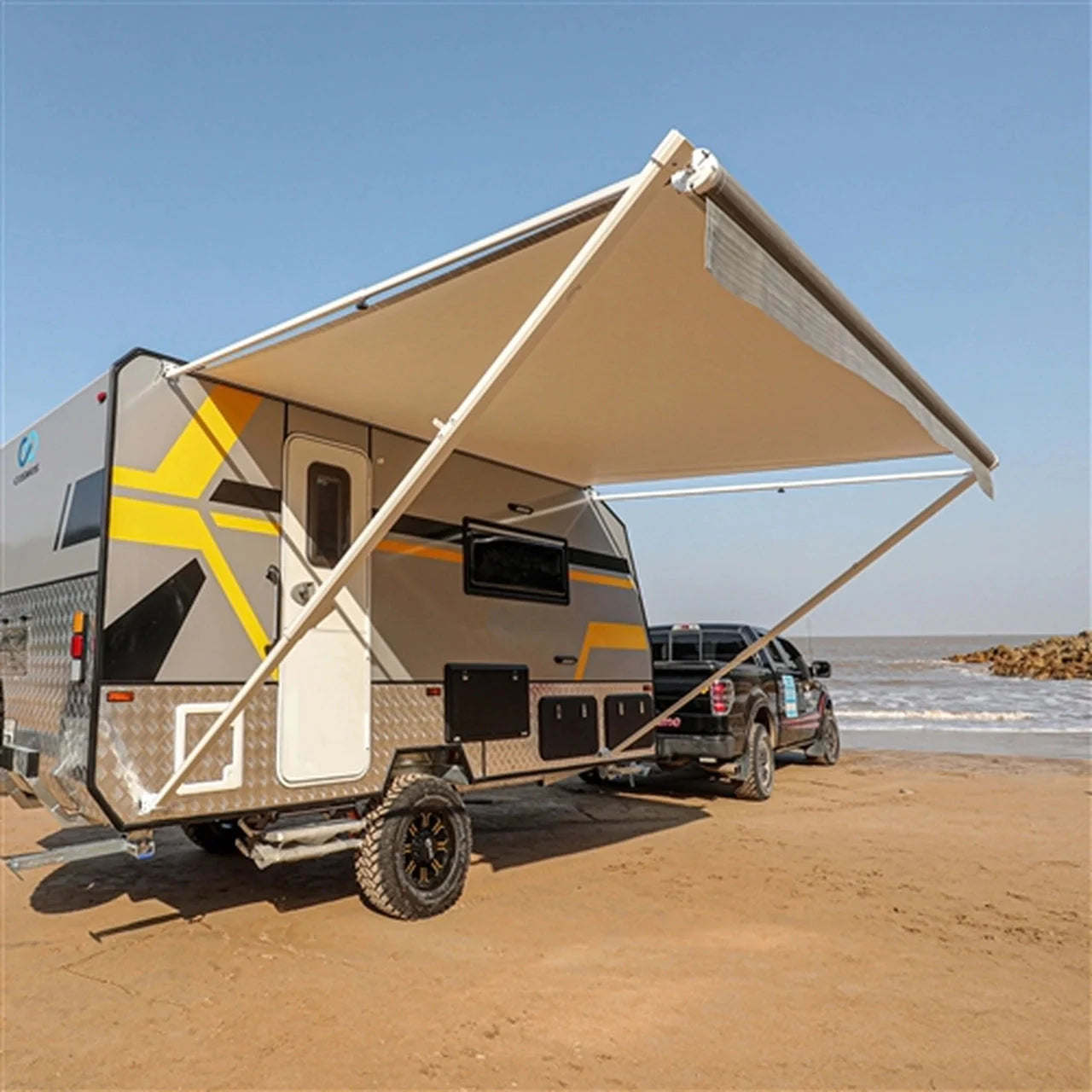 Aleko Retractable RV/Patio Awning - 10 x 8 Feet - Grey