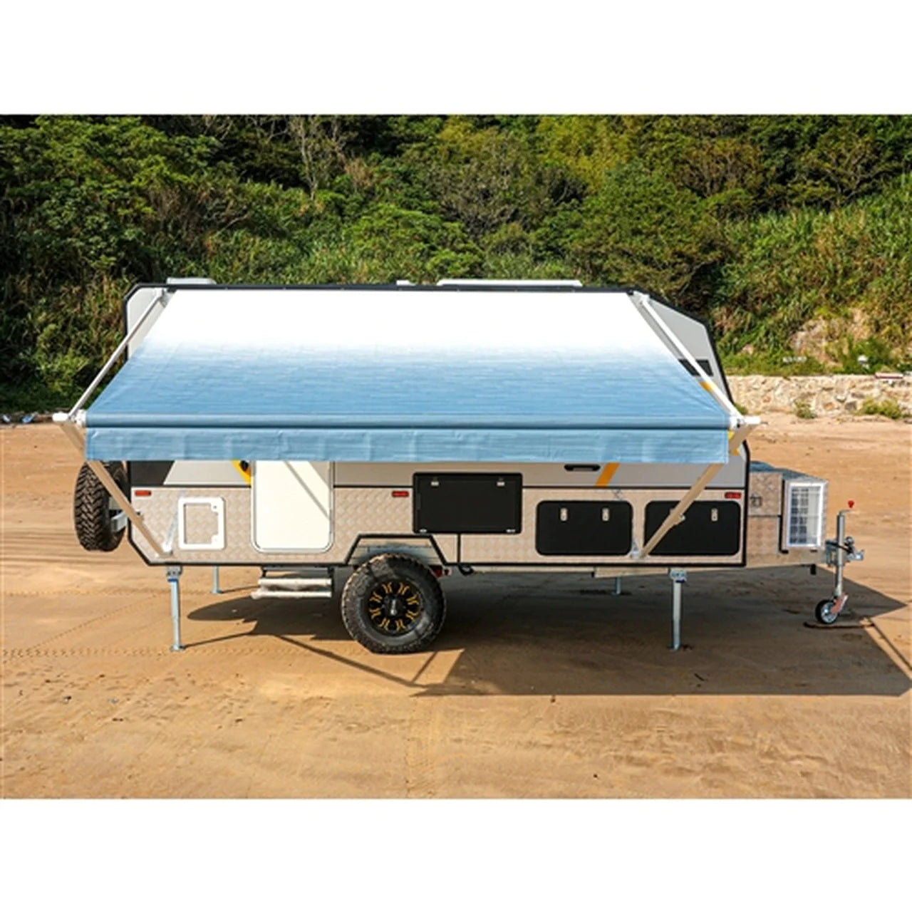 Aleko Retractable RV/Patio Awning - 12 x 8 Feet - Blue Fade