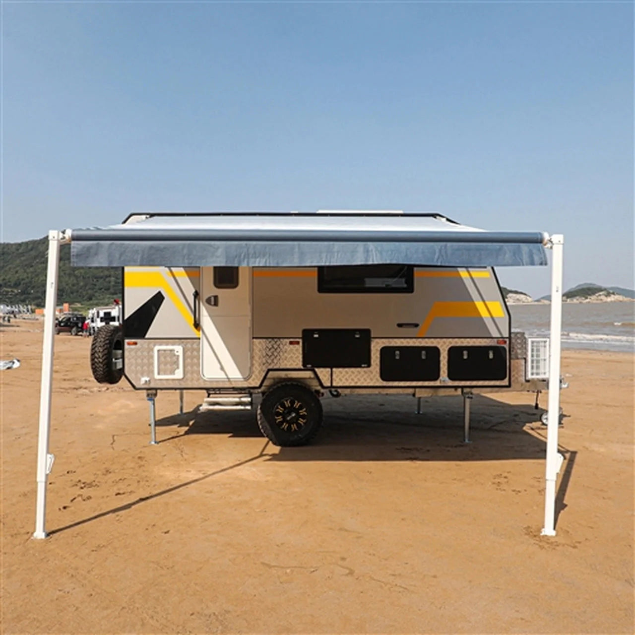 Aleko Retractable RV/Patio Awning - 12 x 8 Feet - Blue