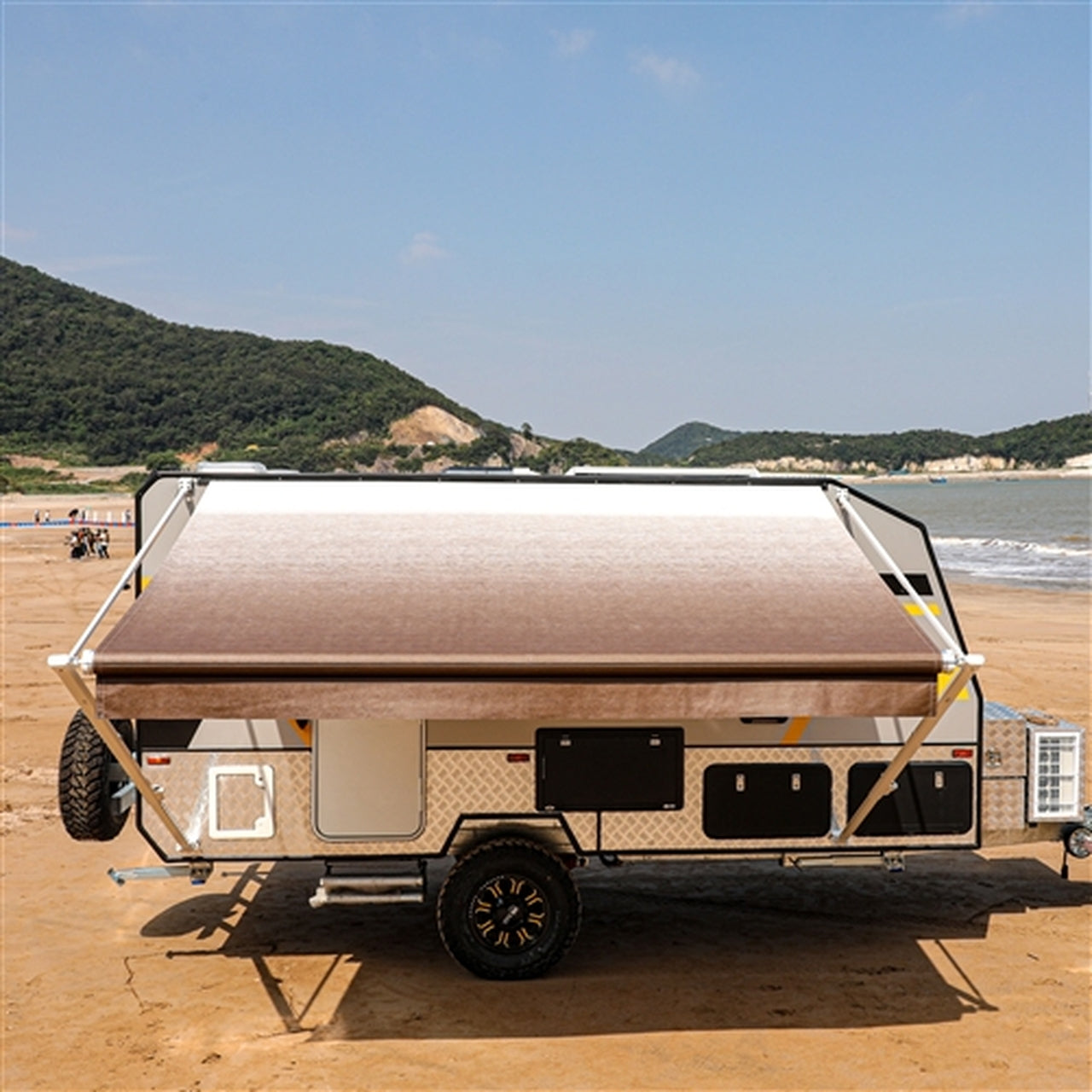 Aleko Retractable RV/Patio Awning - 12 x 8 Feet - Brown Fade