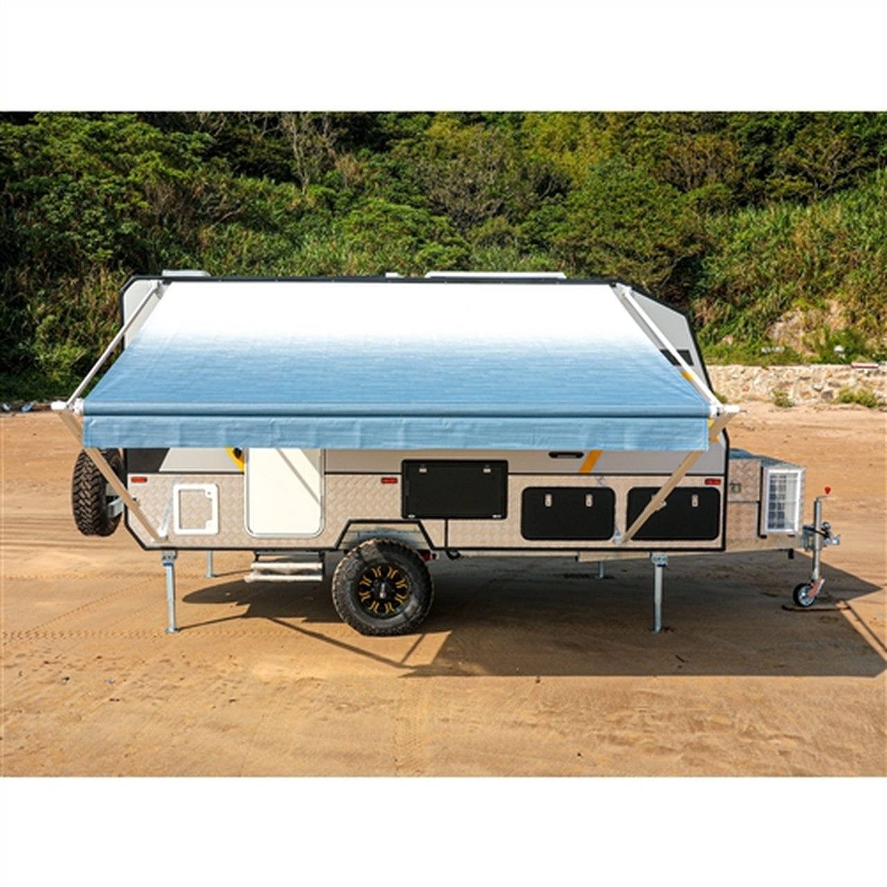 Aleko Retractable RV/Patio Awning - 13 x 8 Feet - Blue Fade